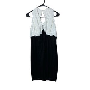 Vintage Scott McClintock Black White Lace‎ Velvet Formal Dress Size 10